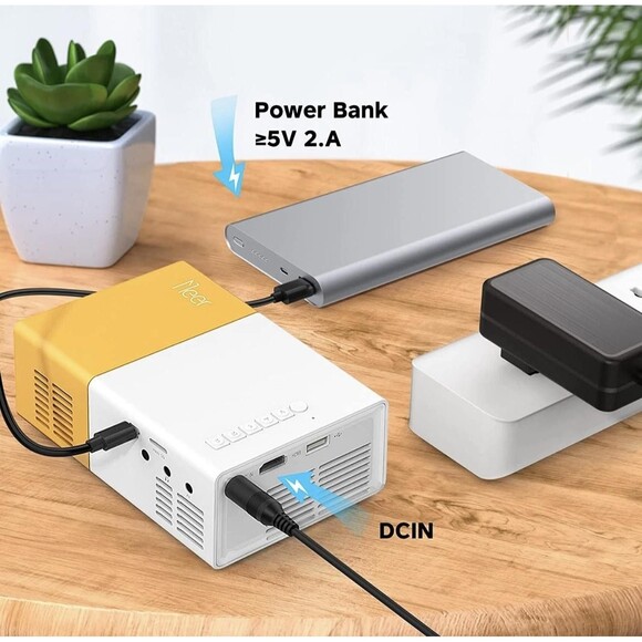 Meer Mini Projector Portable LED HDMI USB AV Home Theater Cinema Yellow White - Picture 6 of 12